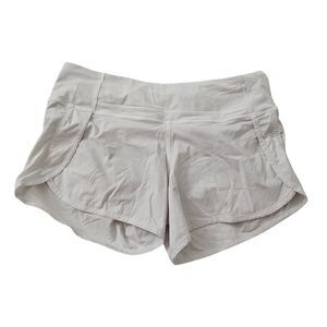 Lululemon Run Times Shorts Womens 6 White Running Athletic Lined 4" Inseam